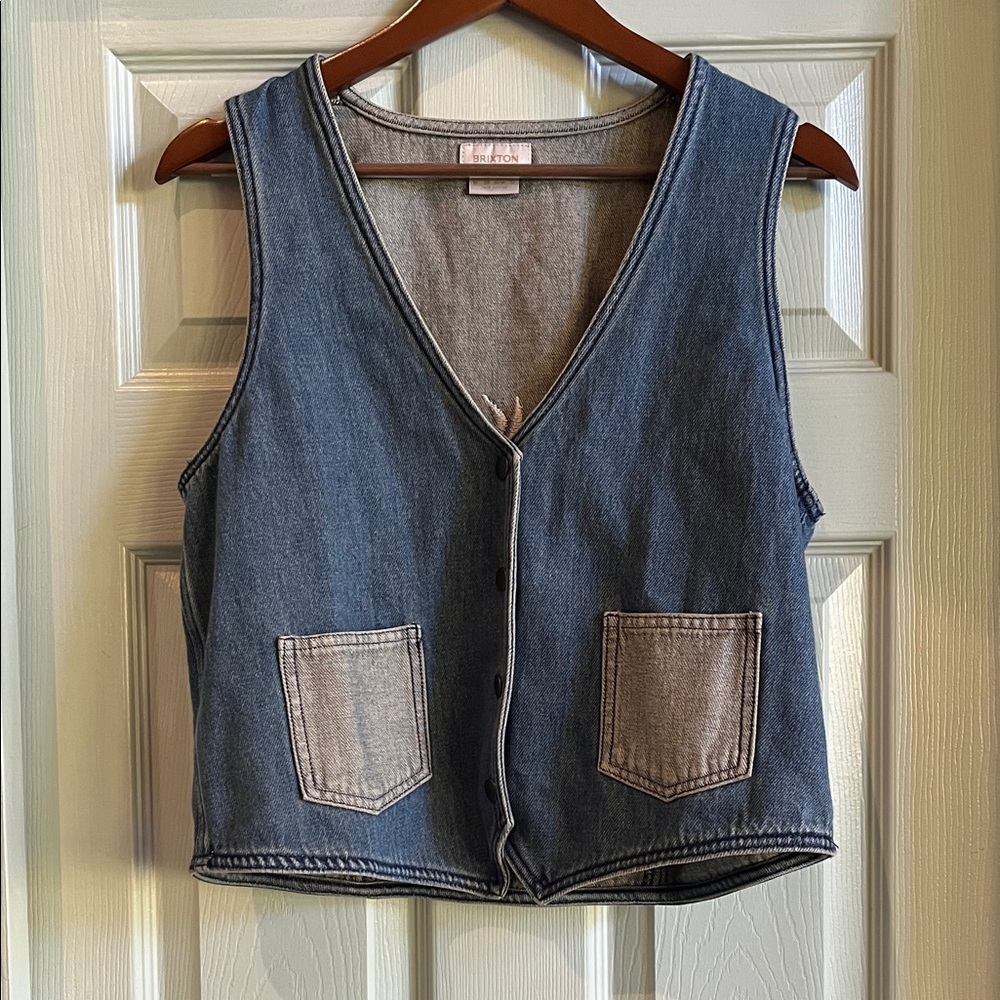 Brixton Blue Denim Vest with Embroidery